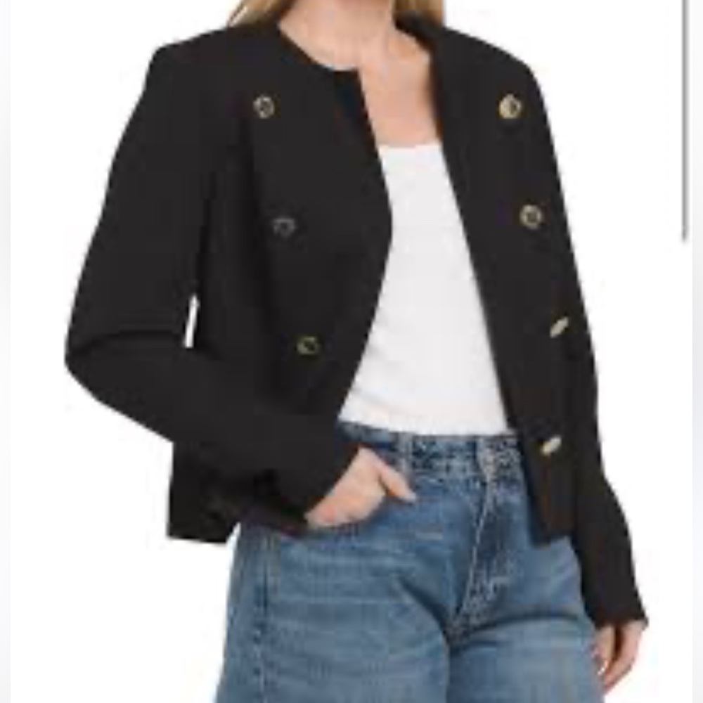 New Anne Klein Black Double-Breasted Jacket Blazer - Picture 4 of 8